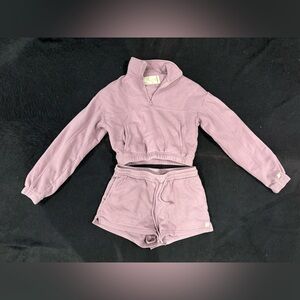 RSQ Purple Fleece Jacket/Short Set